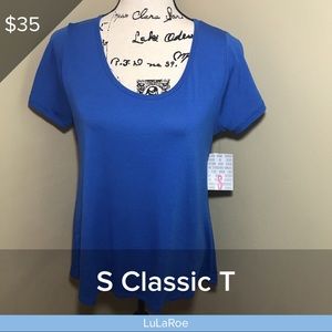 Small solid blue Lularoe classic t NWT